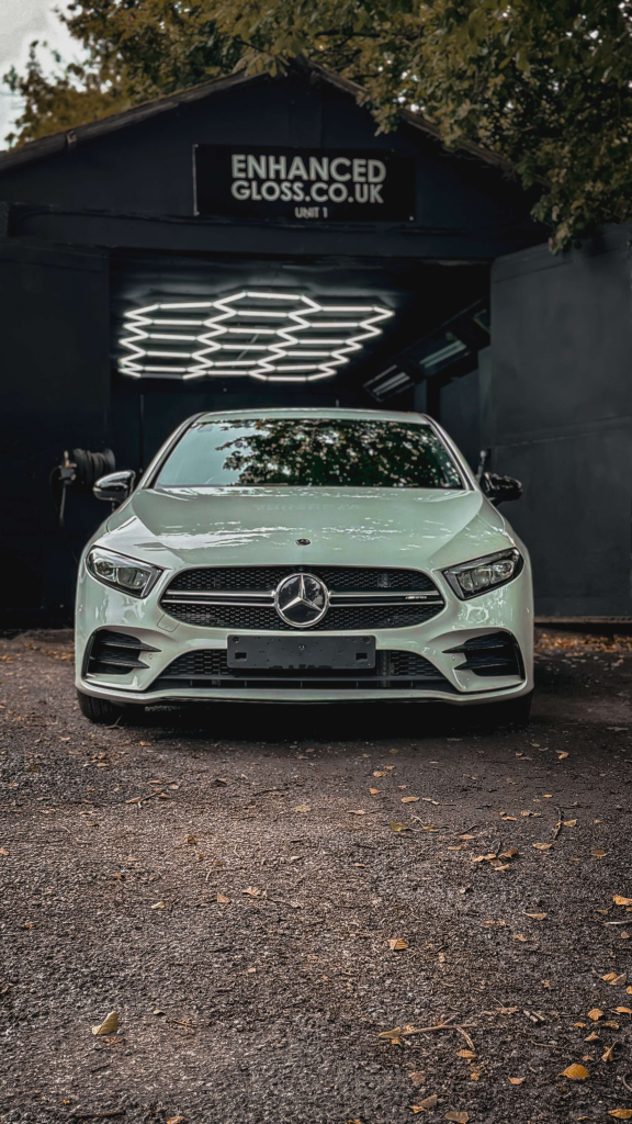 Mercedes A35 AMG after a single-stage enhancement and 3-year ceramic coating.